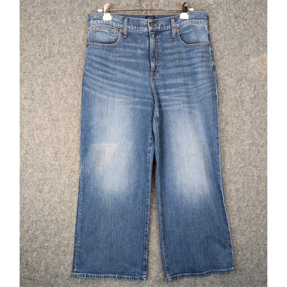 J Crew Womens 31 Wide Leg Full Length Jeans Blue All Day Stretch Denim NWT - Picture 1 of 9